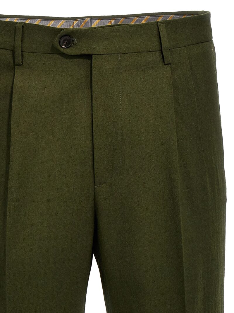 Jacquard wool pants Man ETRO Green