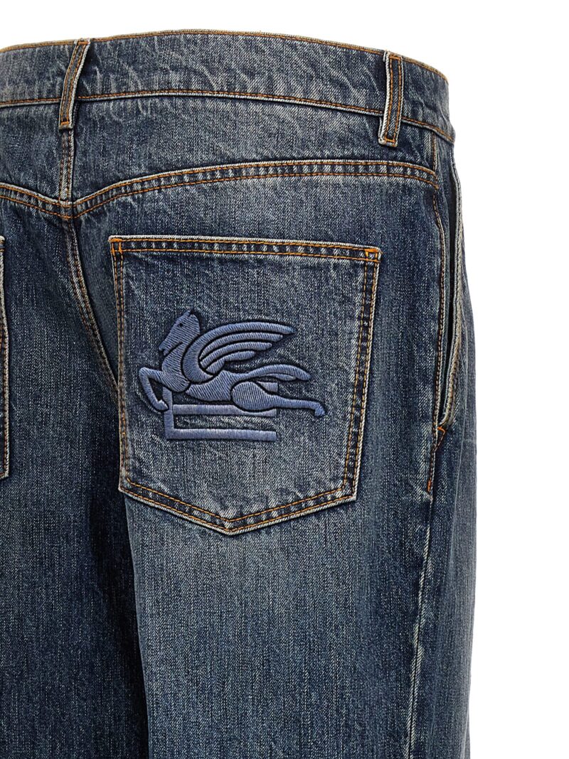 Logo embroidery jeans 100% cotton ETRO Blue