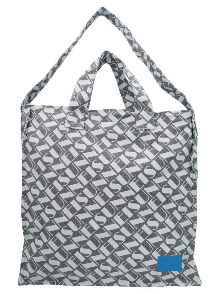 Logo print denim shopping bag SUNNEI White/Black