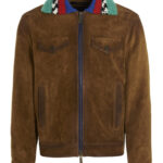 Knit collar suede jacket DSQUARED2 Brown