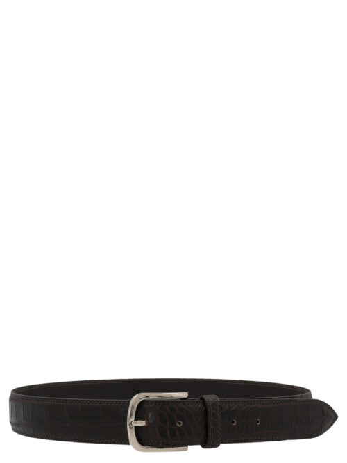 Croc print belt ANDREA D'AMICO Brown