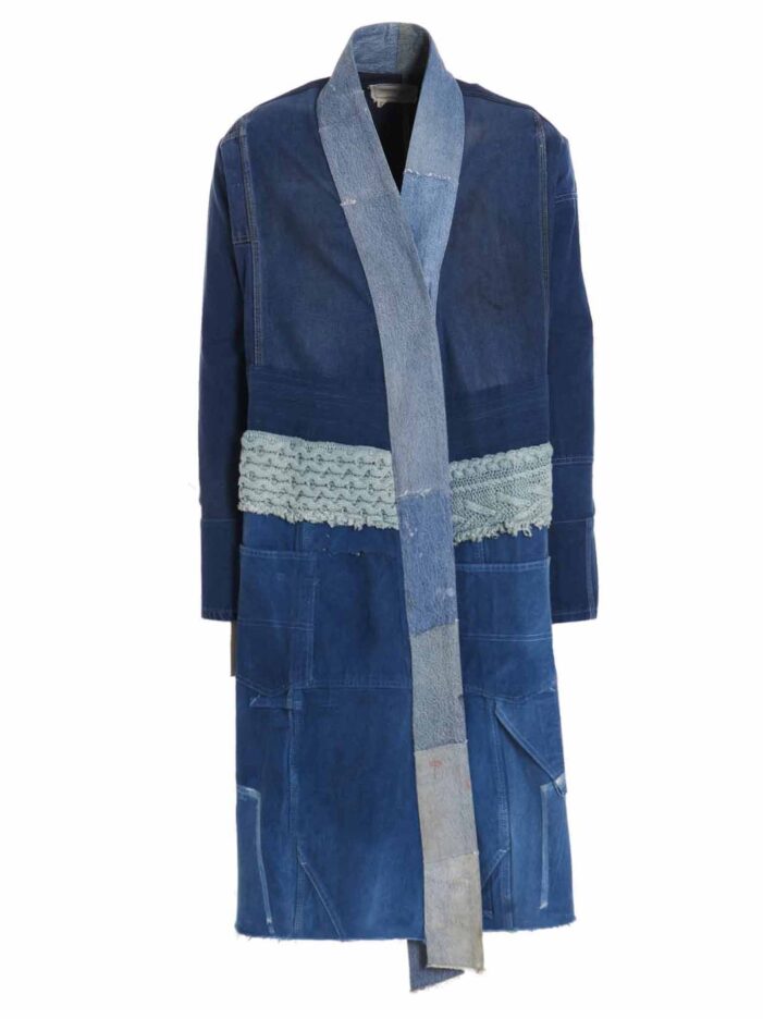 'Denim Mixed Long’ coat GREG LAUREN Blue