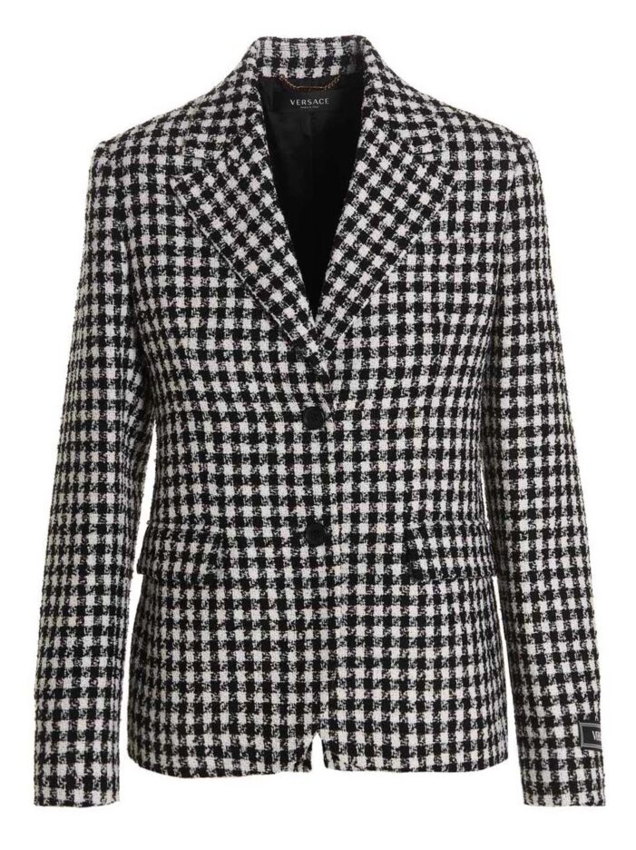 Tweed wool blazer jacket VERSACE White/Black
