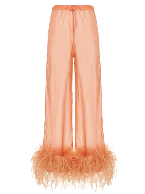 Feather silk pants OSÈREE Pink