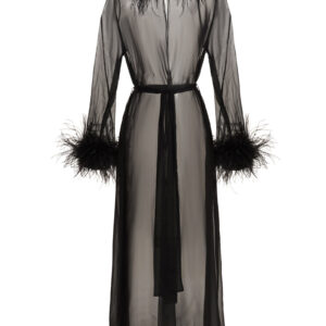 Feather silk dressing gown OSÈREE Black