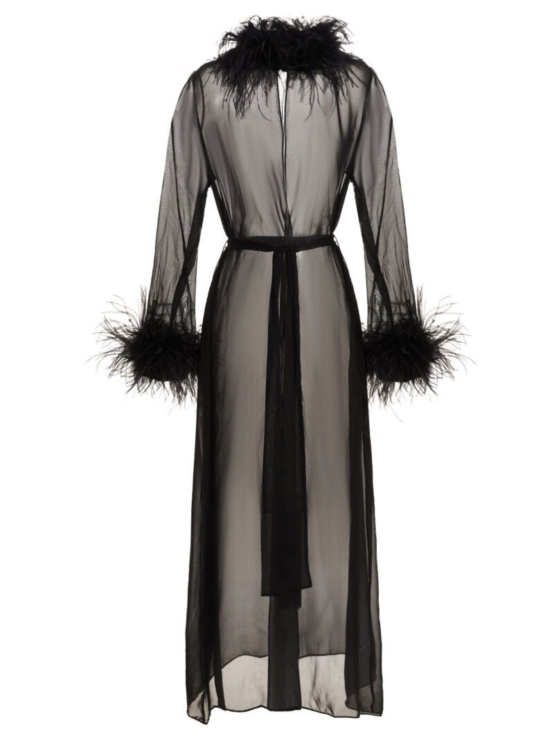 Feather silk dressing gown OSÈREE Black