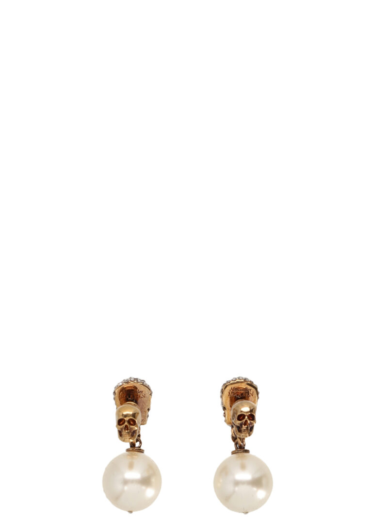 'Pearl N Skull' earrings 734746I170A2375 ALEXANDER MCQUEEN Gold