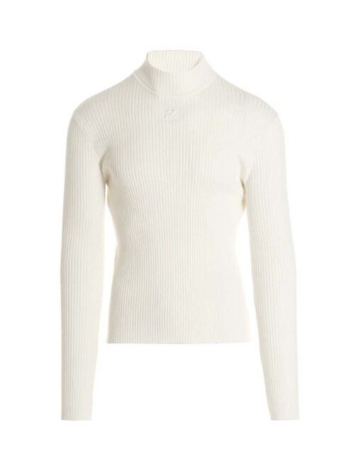 Logo turtleneck sweater COURREGES White