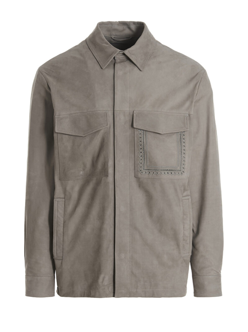 Leather shirt ETRO Gray