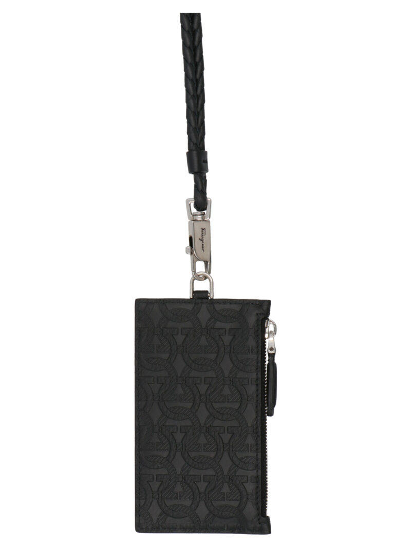 'Gancio' card holder with a shoulder strap 0758003NERO FERRAGAMO Black