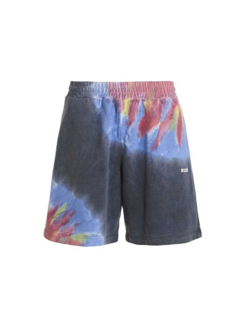 Logo print tie dye bermuda shorts by Burro Studio MSGM Multicolor