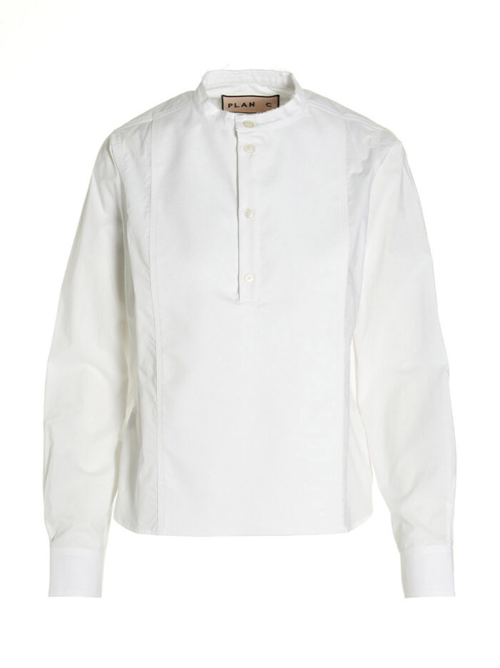 'Plastron’ piqué shirt PLAN C White