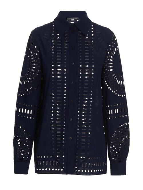 Embroidered cotton shirt ALBERTA FERRETTI Blue