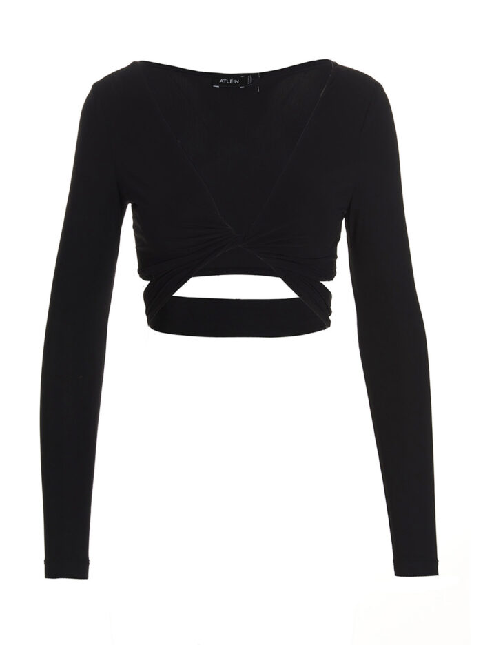 Crossed cropped top ATLEIN Black