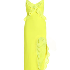 'Crossbody & Open Leg Ruffle Detail' dress DAVID KOMA Yellow