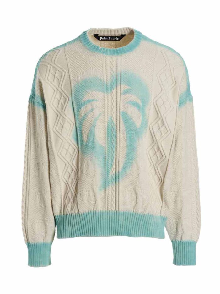 'Sprayed Palm Fishermans' sweater PALM ANGELS White