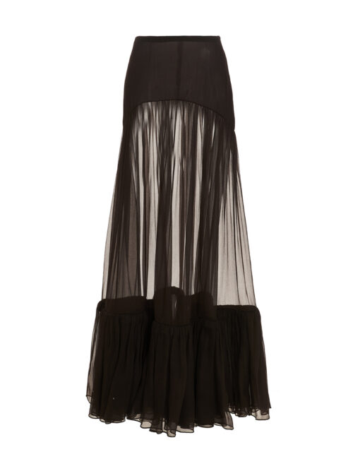 Flounced long skirt SAINT LAURENT Brown