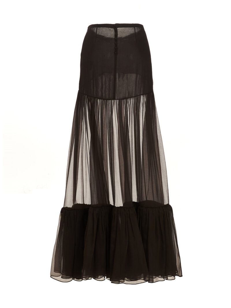 Flounced long skirt 723489Y430U2069 SAINT LAURENT Brown