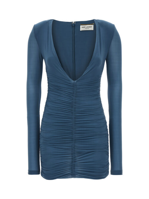 Draped jersey dress SAINT LAURENT Blue