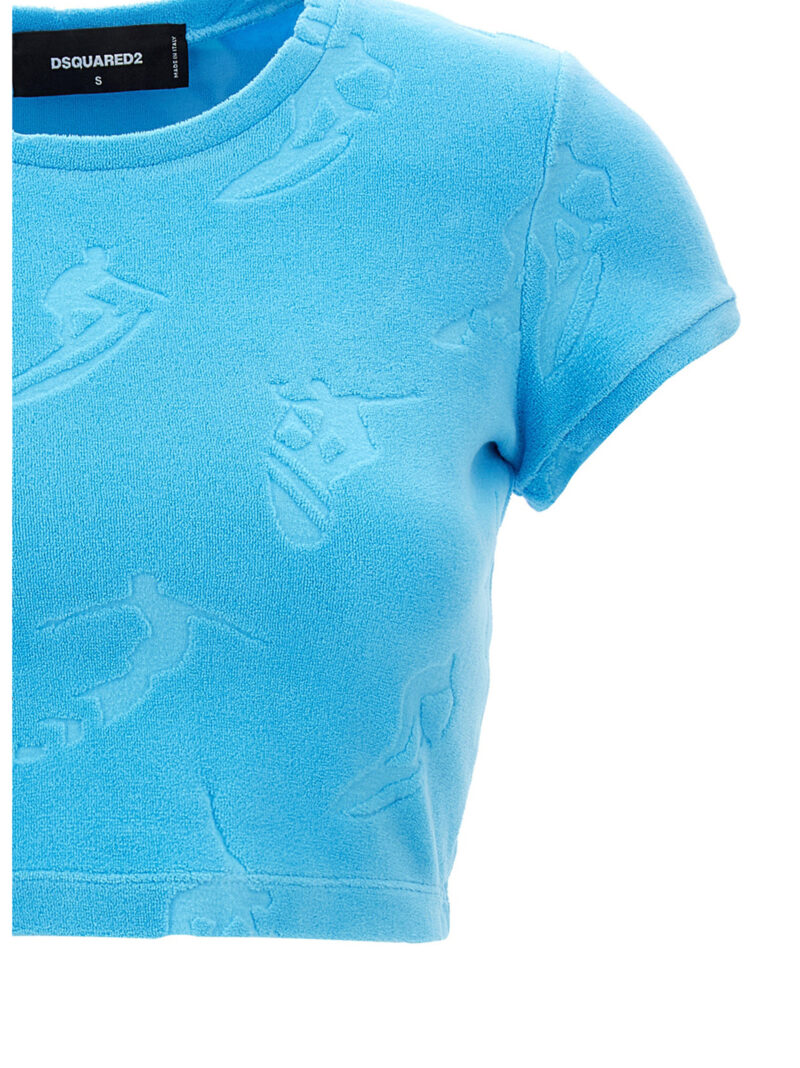 T-shirt cropped 'Surfer' Woman DSQUARED2 Light Blue