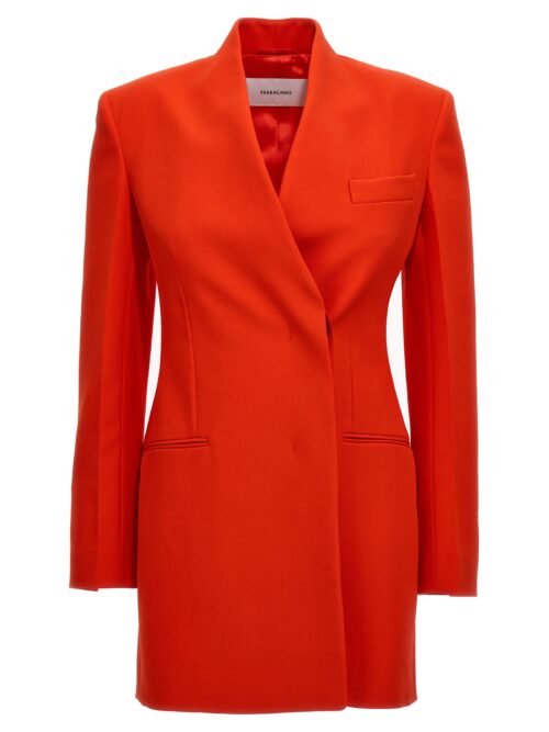 Lapel-free single breast blazer jacket FERRAGAMO Red