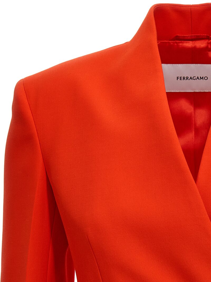 Lapel-free single breast blazer jacket Woman FERRAGAMO Red