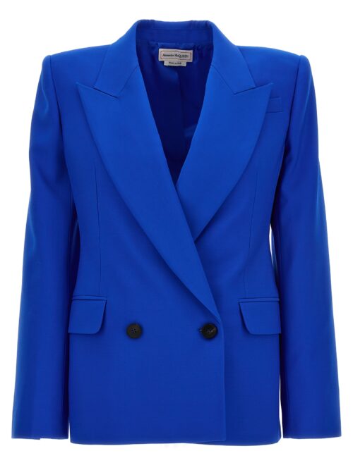 Double breast wool blazer jacket ALEXANDER MCQUEEN Blue