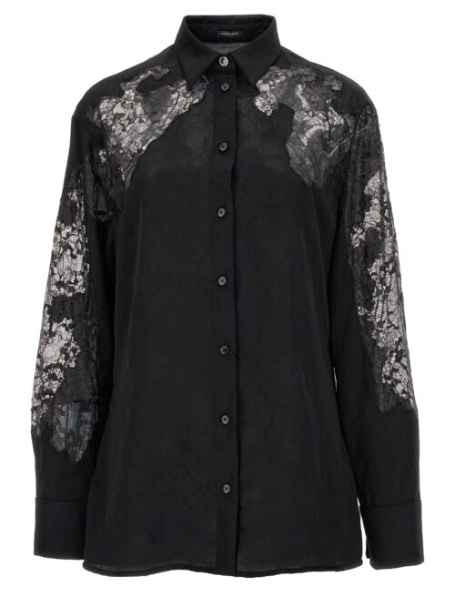 Satin lace shirt VERSACE Black