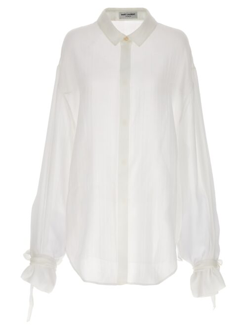 Striped silk shirt SAINT LAURENT White