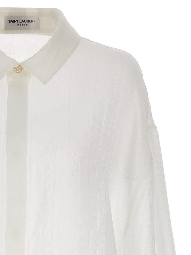 Striped silk shirt Man SAINT LAURENT White