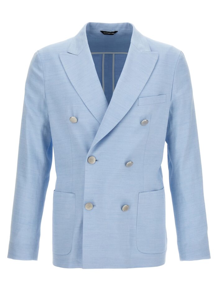 Double breast linen blazer jacket TONELLO Light Blue