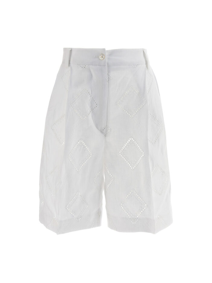 Embroidered linen bermuda shorts KITON White