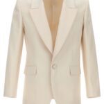 Silk single breast blazer jacket SAINT LAURENT Beige