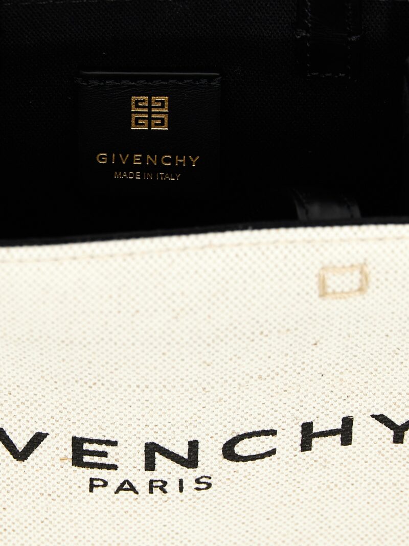 'Mini G Tote' handbag 48% cotton 48% linen 4% polyurethane GIVENCHY White/Black