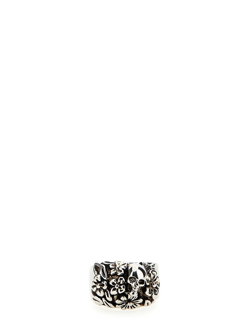 Floral Skull ring ALEXANDER MCQUEEN Silver