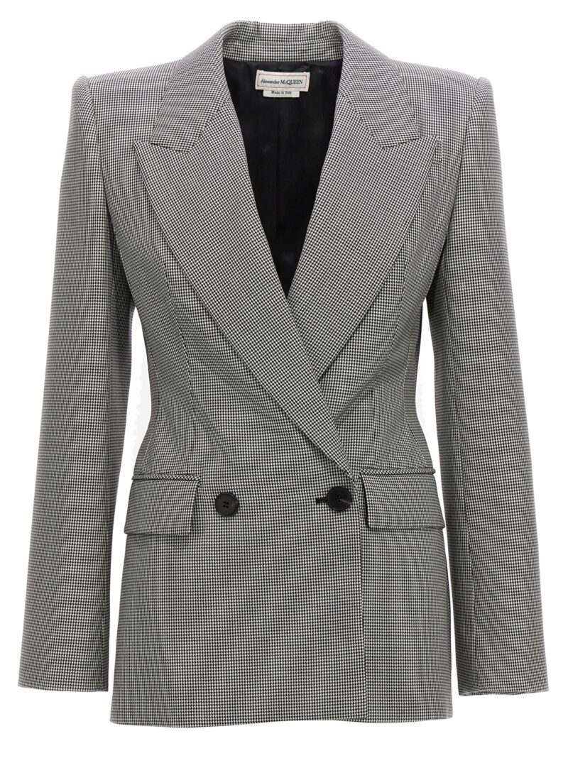 Double-breasted houndstooth blazer ALEXANDER MCQUEEN White/Black