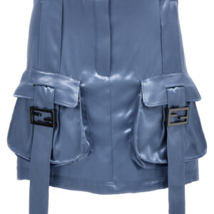 Satin miniskirt FENDI Light Blue