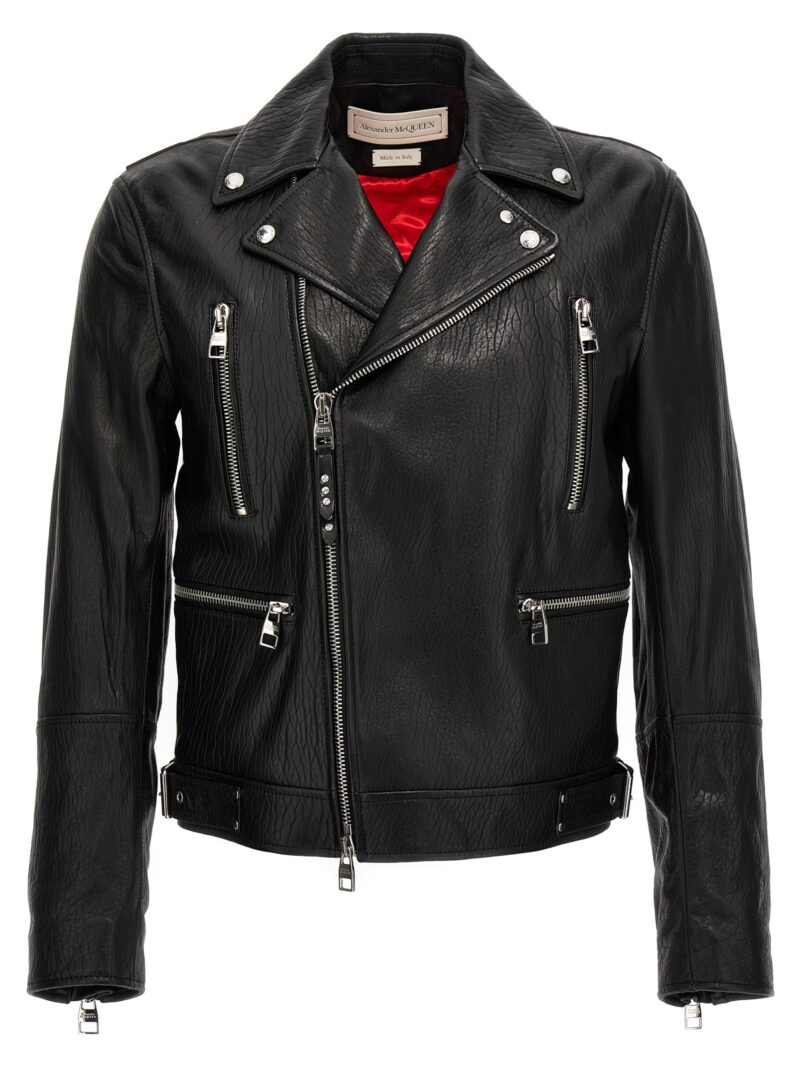 Texture leather jacket ALEXANDER MCQUEEN Black