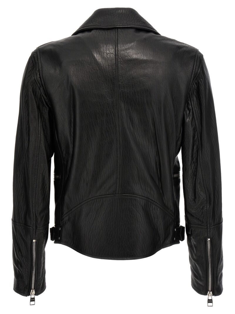 Texture leather jacket Man ALEXANDER MCQUEEN Black