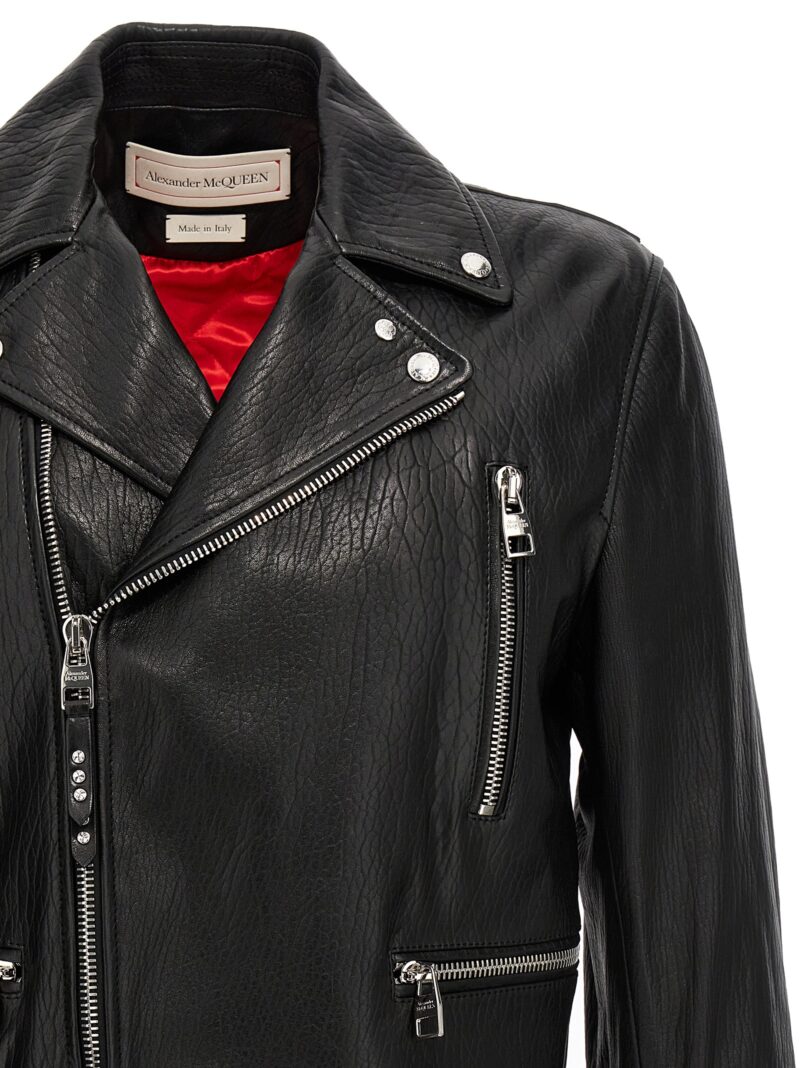 Texture leather jacket 100% leather ALEXANDER MCQUEEN Black