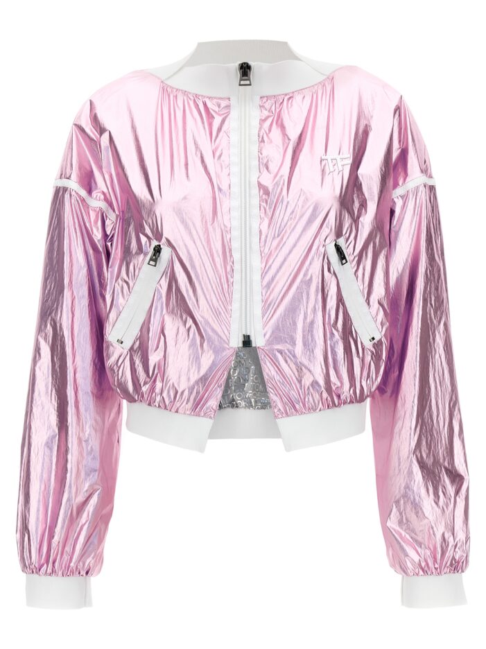 Laminated track bomber jacket TOM FORD Pink