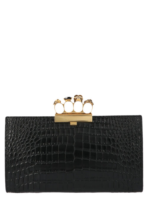 Skull four rings' clutch bag ALEXANDER MCQUEEN Black