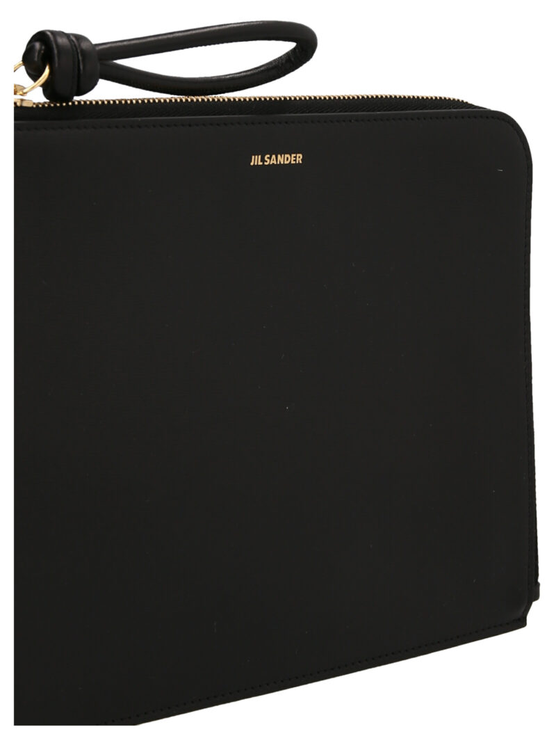 Logo leather clutch Woman JIL SANDER Black