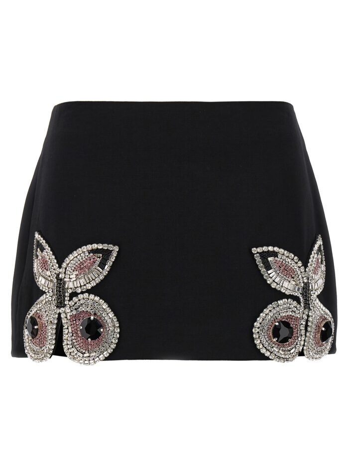 'Embroidered Butterfly Mini' skirt AREA Black