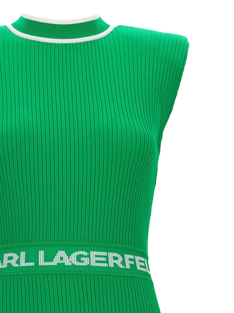 Logo knit dress Woman KARL LAGERFELD Green