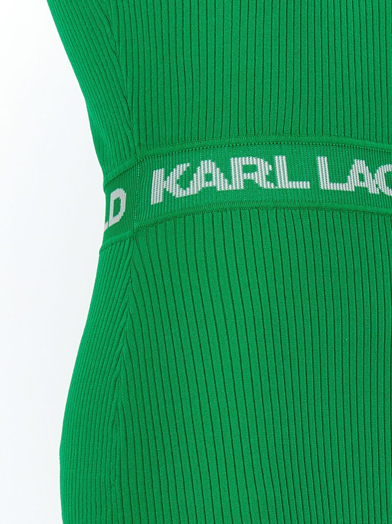 Logo knit dress 83% viscose 17% polyester KARL LAGERFELD Green