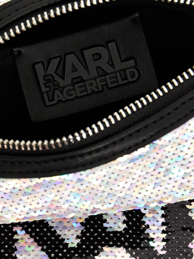 'K/Evening' mini shoulder bag 66% pe 34% pu KARL LAGERFELD Silver