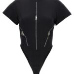 'Zipped Jersey' bodysuit MUGLER Black