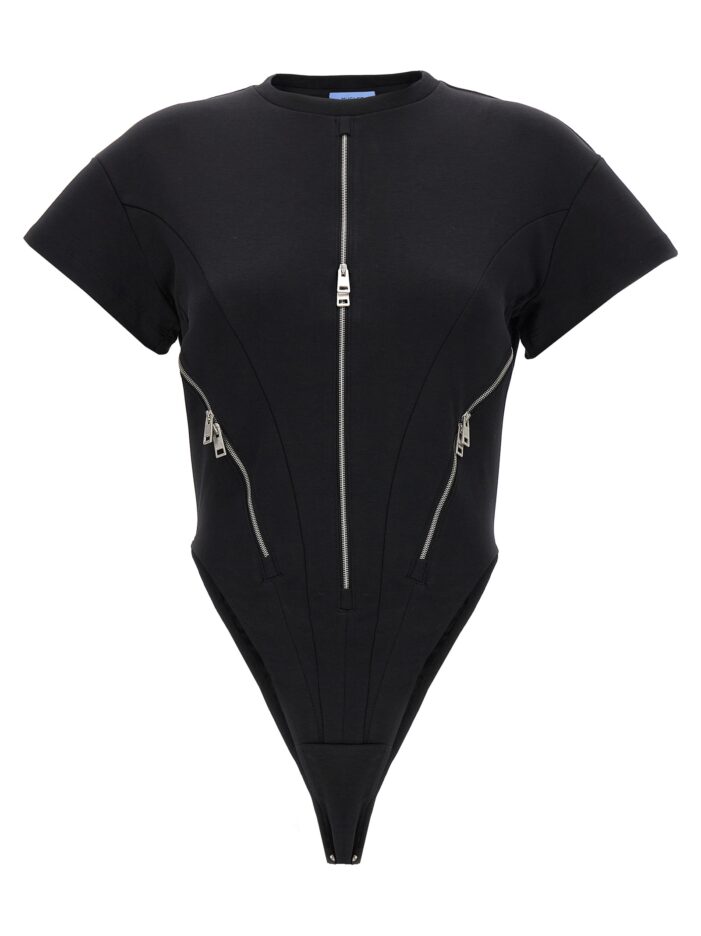 'Zipped Jersey' bodysuit MUGLER Black