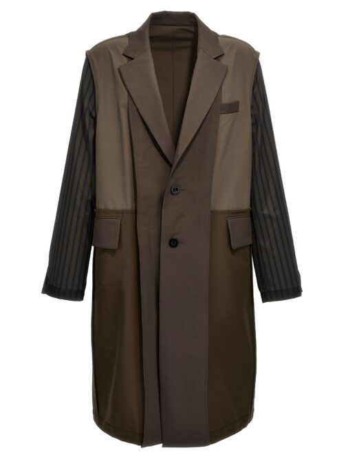 Two-material coat SACAI Brown